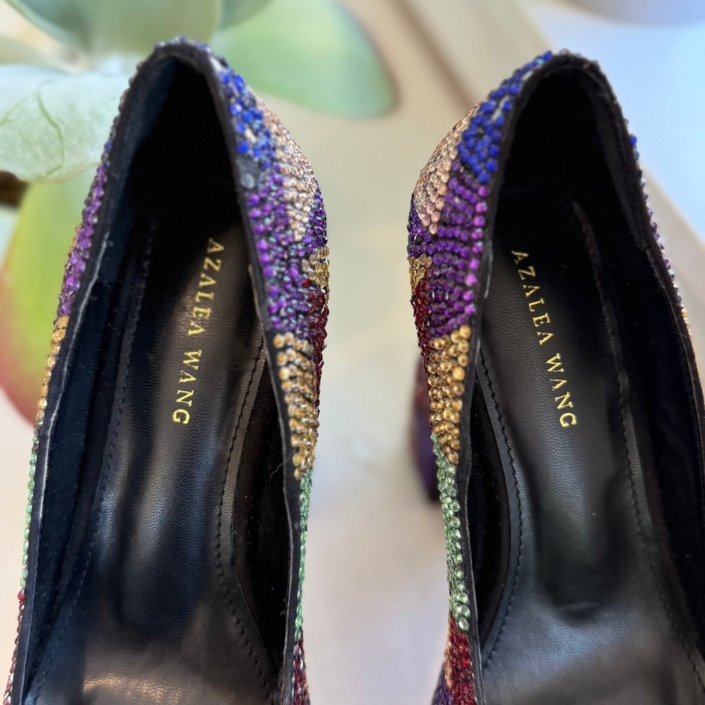 AZALEA WANG Margaret Multi Rhinestone Platform Heels Party Colorful WOMEN 6 - Picture 6 of 12
